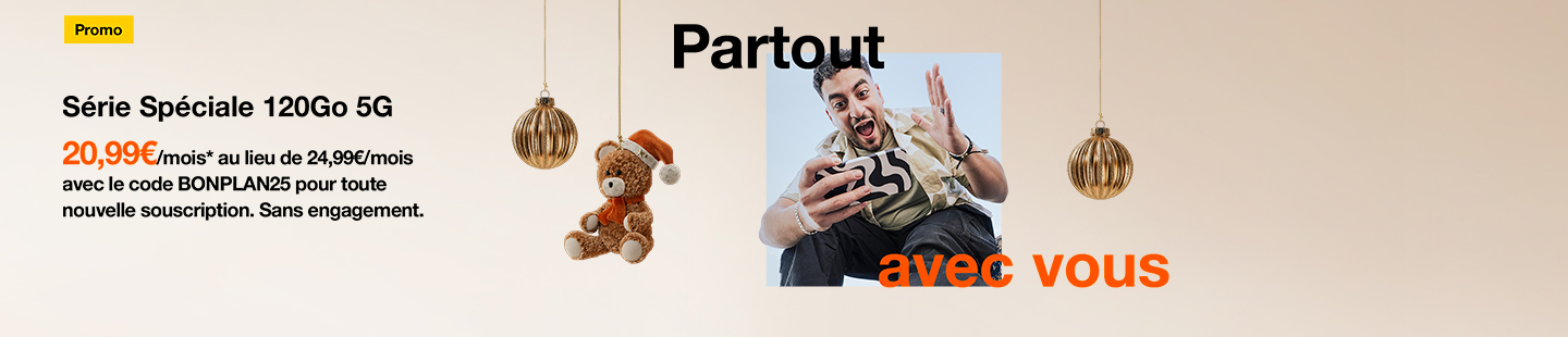 Promo Série Spéciale 120Go 5G 20,99€/mois* au lieu de 24,99€/mois avec le code BONPLAN25 pour toute nouvelle souscription. Sans engagement.