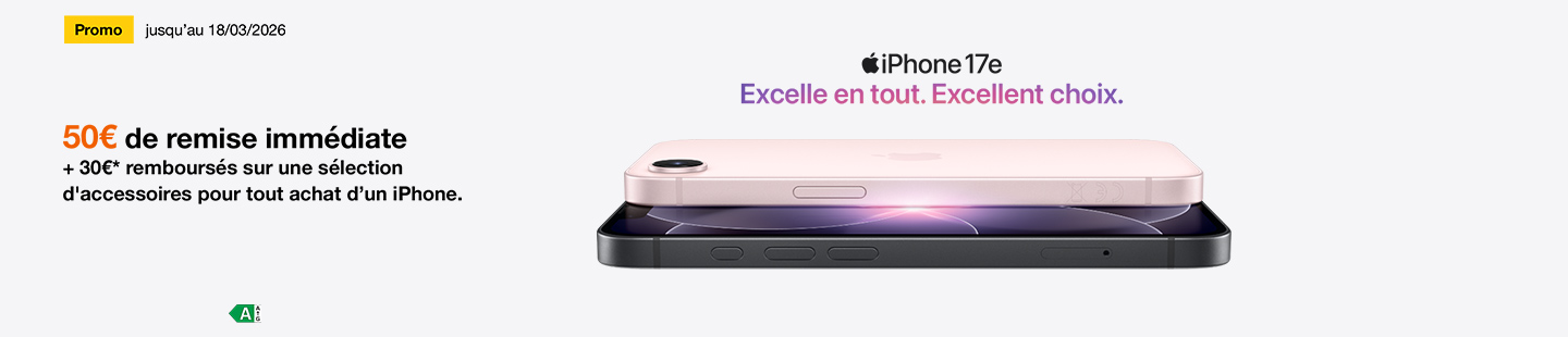 Promo iPhone 17e jusqu'au 18 mars 2026. Excelle en tout. Excellent choix. 50€ de remise immédiate