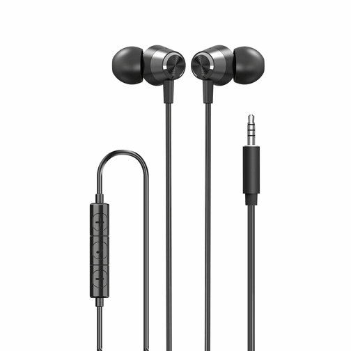 Écouteurs Stéréo intra-auriculaires Filaires avec Jack 3.5 mm Noirs