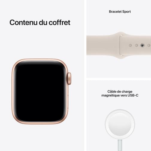 Apple Watch SE Cellular 40mm Or bracelet sport lumière stellaire