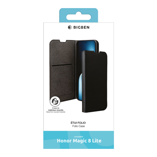 Etui à rabat Wallet Bigben GRS pour HONOR Magic8 Lite noir