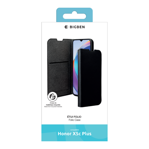 Etui à rabat Wallet Bigben GRS pour HONOR X5c Plus noir
