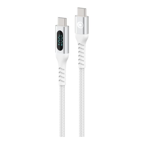 Belkin Câble de charge tressé Bigben avec écran LCD USB-C vers USB-C 100W 2 mètres blanc