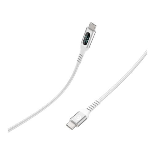 Belkin Câble de charge tressé Bigben avec écran LCD USB-C vers USB-C 100W 2 mètres blanc