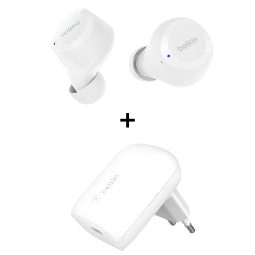 Pack Belkin écouteurs SoundForm Bolt blancs & chargeur secteur USB-C 30W