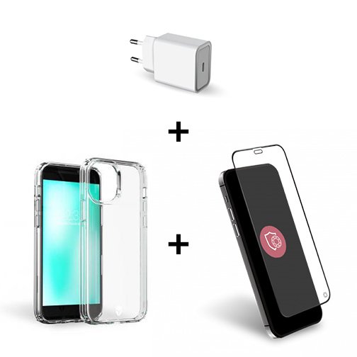 Pack film + coque + chargeur 30W pour iPhone 12