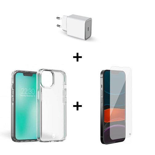 Pack film + coque + chargeur 30W pour iPhone 14