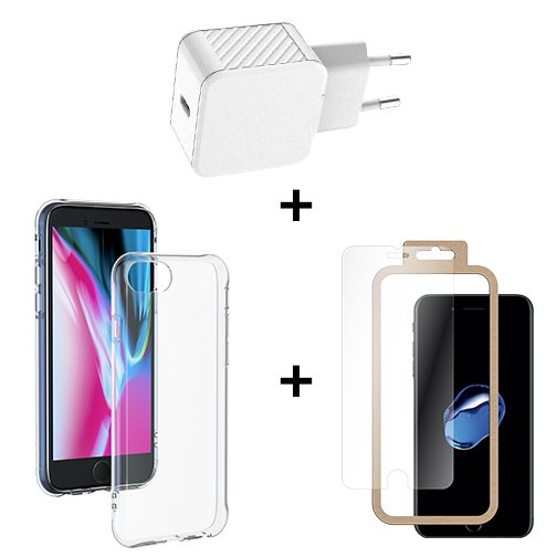 Pack film + coque + chargeur 20W pour iPhone SE