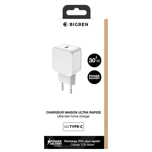 Chargeur secteur Bigben USB-C 30W