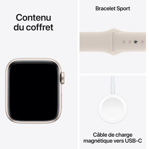 Apple Watch SE GPS 40mm alu lumière stellaire bracelet sport 2023