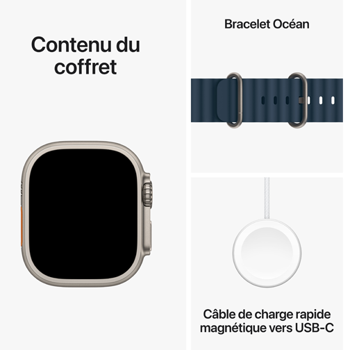 Apple Watch Ultra 2 49mm Titane bracelet Océan bleu