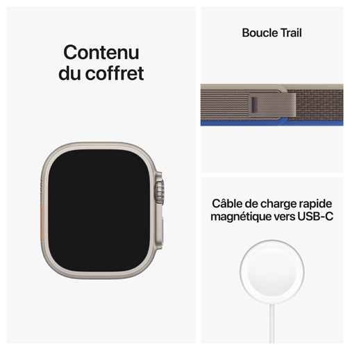 Apple Watch Ultra 49mm Titane bracelet boucle Trail