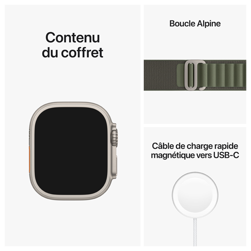 Apple Watch Ultra 49mm Titane bracelet boucle Alpine