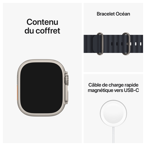 Apple Watch Ultra 49mm Titane bracelet Océan bleu