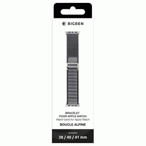 Bracelet Bigben Boucle Alpine pour Apple Watch 38/40/41mm gris