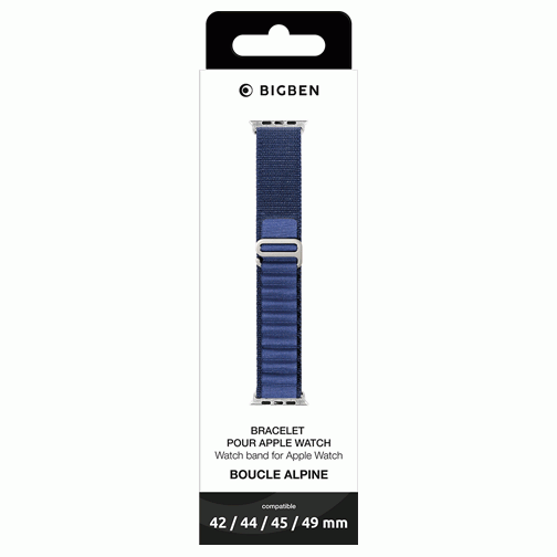 Bracelet Bigben Boucle Alpine pour Apple Watch 42/44/45/49mm bleu