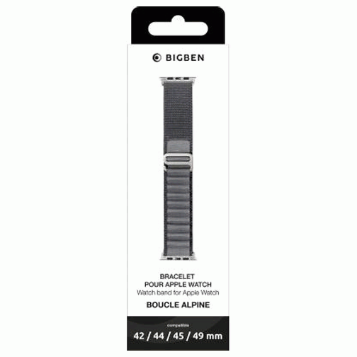 Bracelet Bigben Boucle Alpine pour Apple Watch 42/44/45/49mm gris