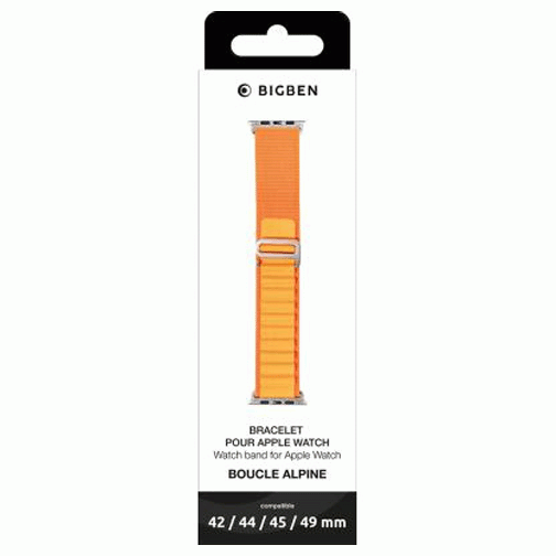 Bracelet Bigben Boucle Alpine pour Apple Watch 42/44/45/49mm orange