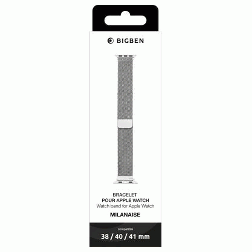 Bracelet Bigben maille milanaise pour Apple Watch 38/40/41mm argent