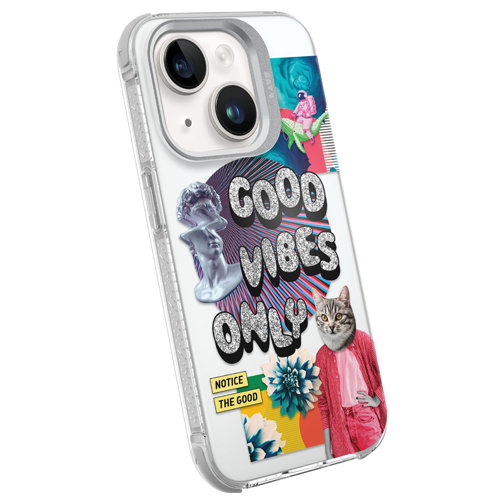 Coque Pop Glitch compatible MagSafe pour iPhone 15 multicolore