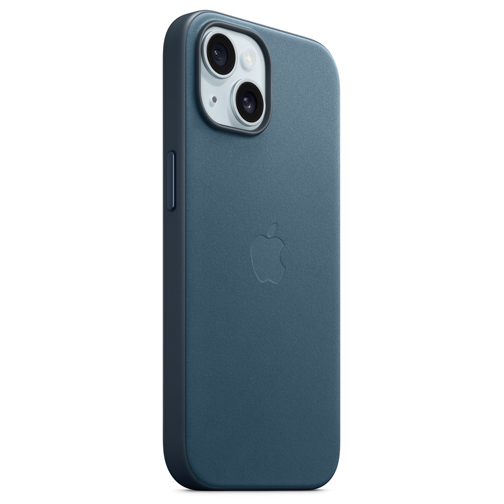 Coque en tissage fin Apple MagSafe pour iPhone 15 bleue