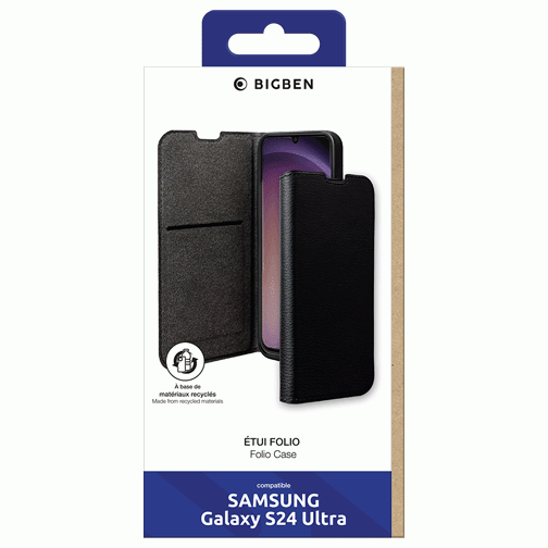Etui à rabat Wallet GRS pour Samsung Galaxy S24 Ultra noir