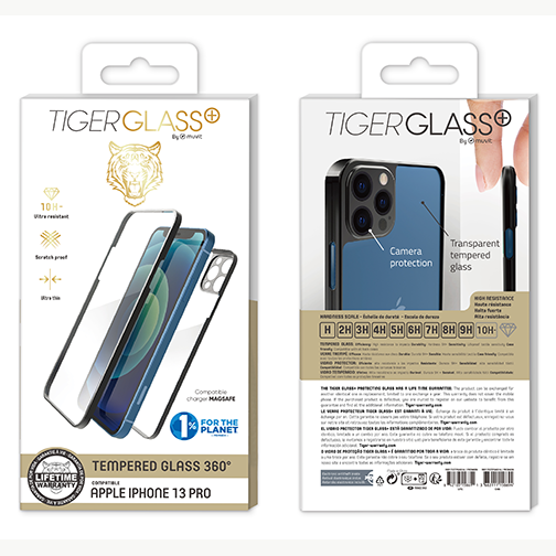 Coque 360 Tiger Glass+ Noire Iphone 13 Pro