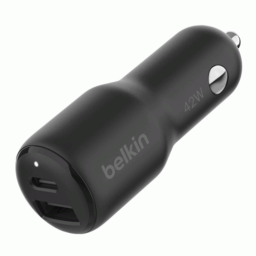 Chargeur allume-cigare Belkin 2 ports USB-A et C 42W noir