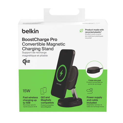 Chargeur à induction QI2 pliable Belkin 15W noir
