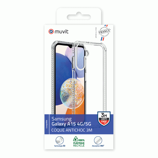 Coque renforcée made in France GRS pour Samsung Galaxy A15 4G & 5G cristal