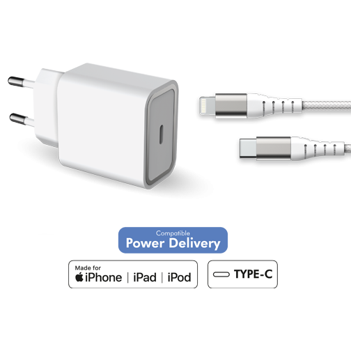 Chargeur secteur Force Power USB-C 25W & câble Lightning
