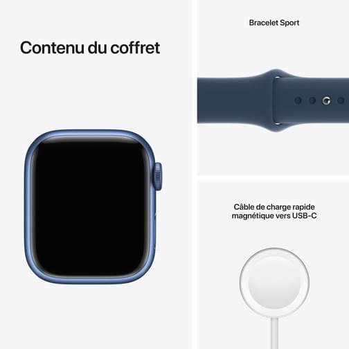 Apple Watch Series 7 Cellular 45mm Alu Bleu Bracelet Sport Bleu