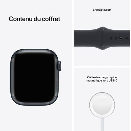 Apple Watch Series 7 Cellular 41mm Alu Noir Bracelet Sport Noir