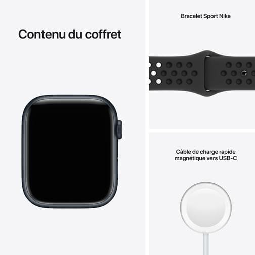 Apple Watch Series 7 Cellular 45mm Alu Noir Bracelet Sport Nike
