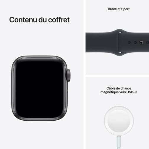 Apple Watch SE Cellular 44mm alu gris sidéral bracelet sport Minuit