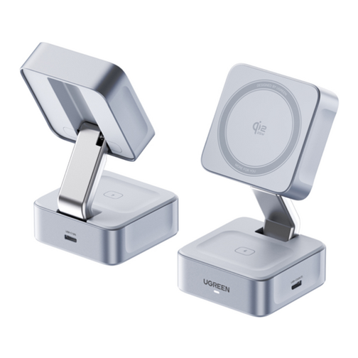Chargeur à induction Qi 2.2 2-en-1 UGREEN 25W argent