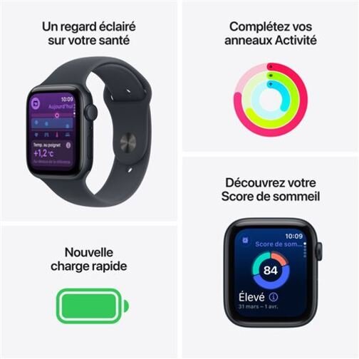 Apple Watch SE 3 GPS 44mm Alu minuit bracelet sport