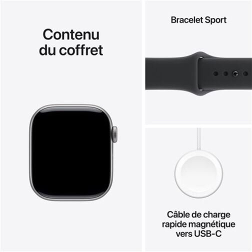Apple Watch Series 11 Cellular 42mm gris bracelet sport noir