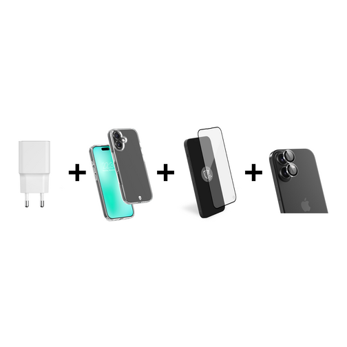 Pack Force Mobility films écran et objectifs + coque + chargeur USB-C 30W pour iPhone 17