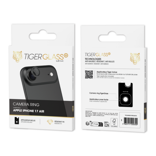 Film Tiger Glass+ pour objectifs photo d'iPhone 17 Air cristal