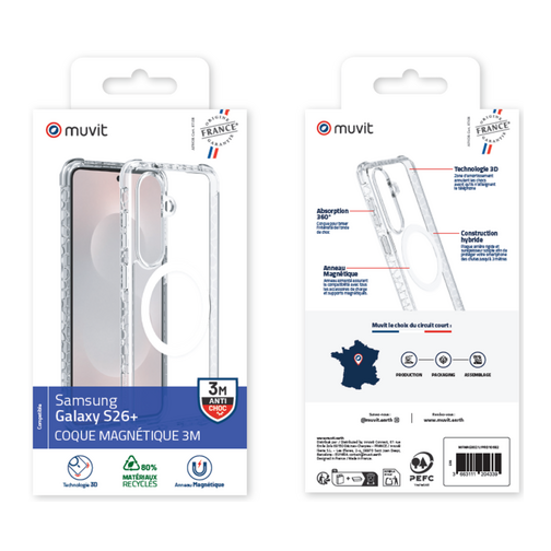 Muvit For France Coque renforcée made in France GRS compatible Qi2 pour Samsung Galaxy S26 Plus 5G