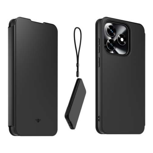 Etui à rabat Modelabs avec dragonne pour HONOR X5c Plus noir