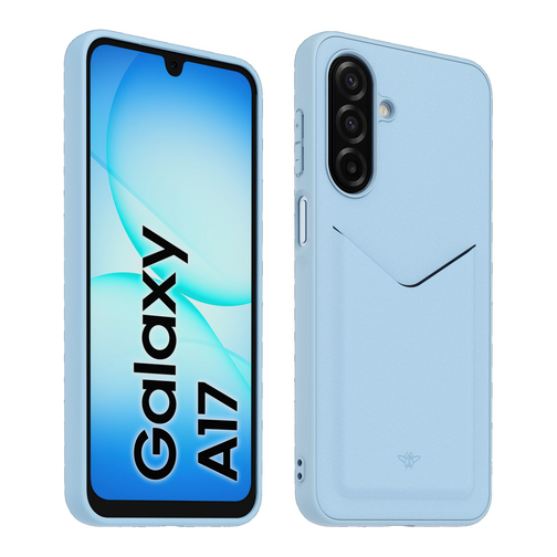 Modelabs Coque Casr avec porte-carte pour Samsung Galaxy A17 4G et 5G bleue