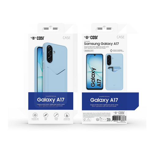 Modelabs Coque Casr avec porte-carte pour Samsung Galaxy A17 4G et 5G bleue