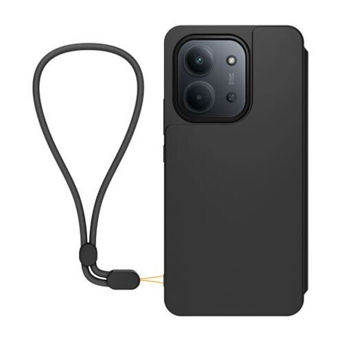 Etui à rabat Modelabs avec dragonne pour Xiaomi Redmi 15C 4G noir