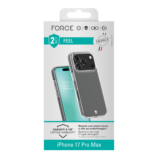 Mobility films écran et objectifs + coque + chargeur USB-C 30W pour iPhone 17 Pro Max cristal