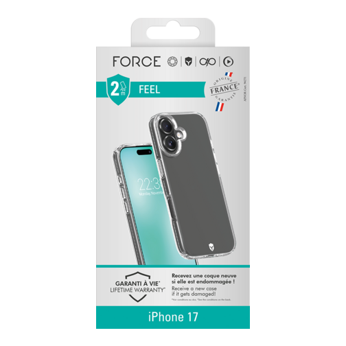 Pack Force Mobility films écran et objectifs + coque + chargeur USB-C 30W pour iPhone 17
