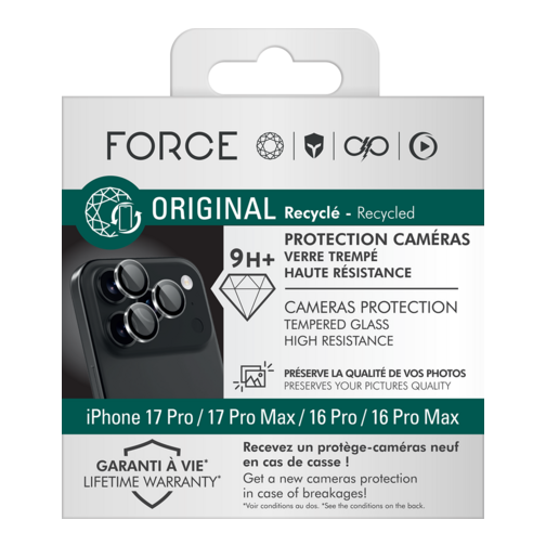 Pack Force Mobility films écran et objectifs + coque + chargeur USB-C 30W pour iPhone 17 Pr