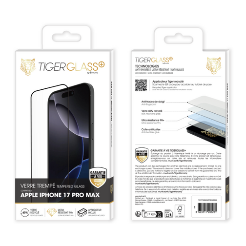 Film Tiger Glass+ pour iPhone 17 Pro Max cristal