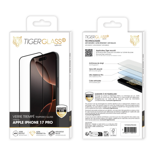 Film Tiger Glass+ pour iPhone 17 Pro cristal